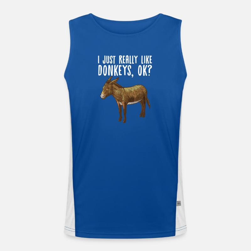 Whimsical Donkey Graphic Tee - Men's Functional Contrast Tank Top  - royal/white
