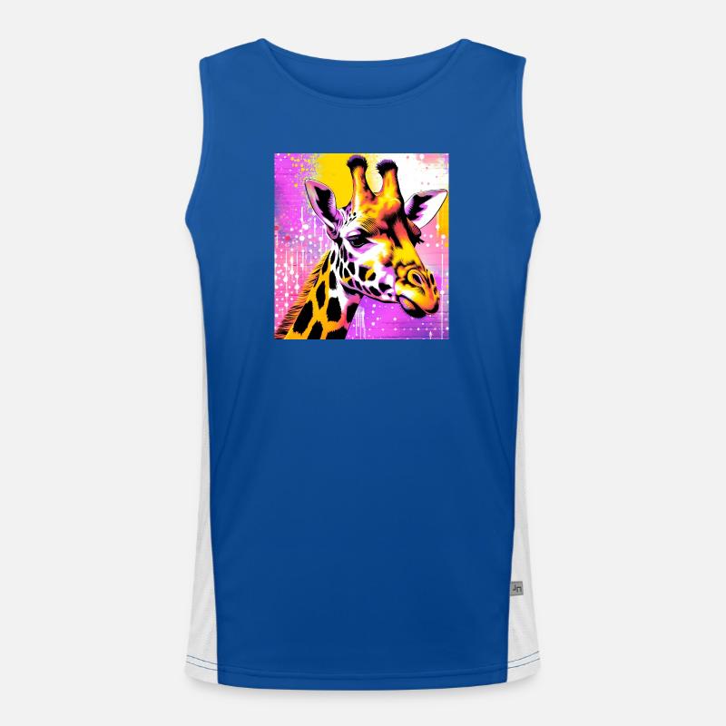 giraffe - Men's Functional Contrast Tank Top  - royal/white