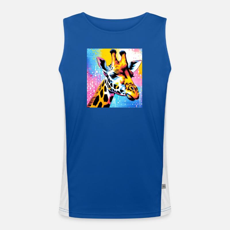 giraffe - Men's Functional Contrast Tank Top  - royal/white