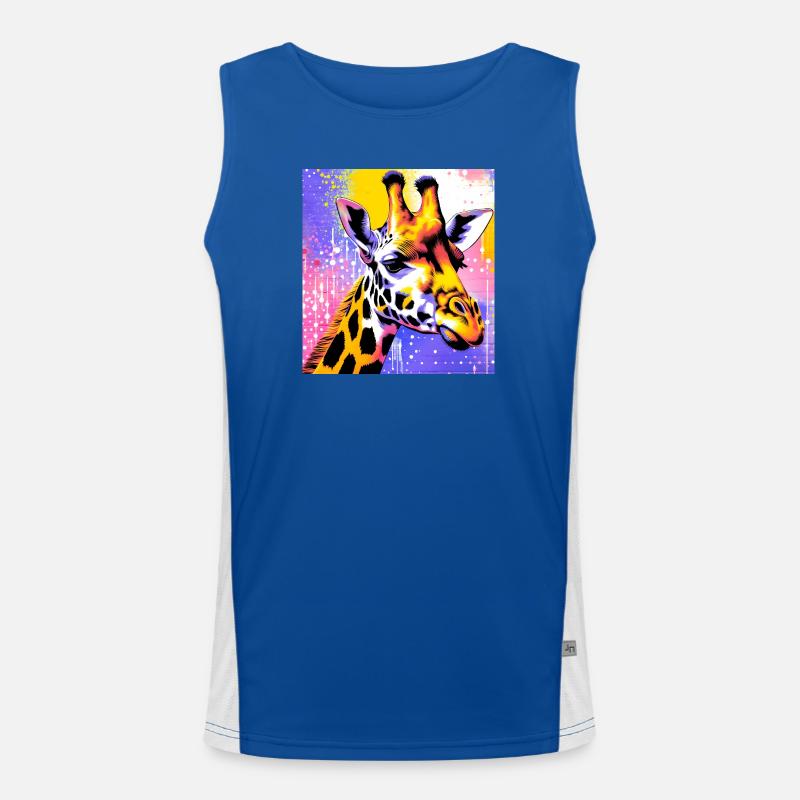 giraffe - Men's Functional Contrast Tank Top  - royal/white