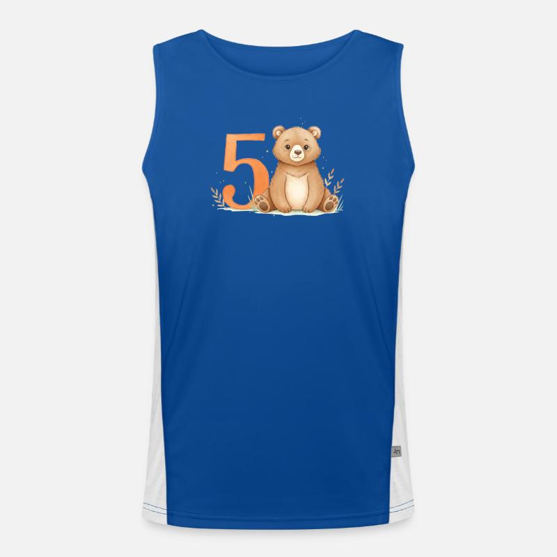 Kleiner Bär mit Nummer Fünf Funktionelles Kontrast-Tank Top für Männer 