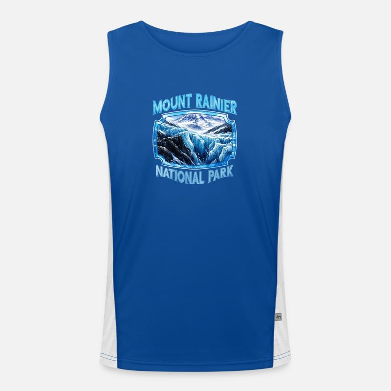 Mount Rainier National Park Glacier Panorama Men's Functional Contrast Tank Top 