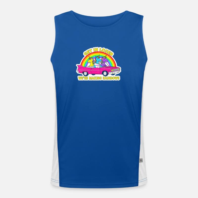 Rainbow Unicorn Road Trip Men's Functional Contrast Tank Top 