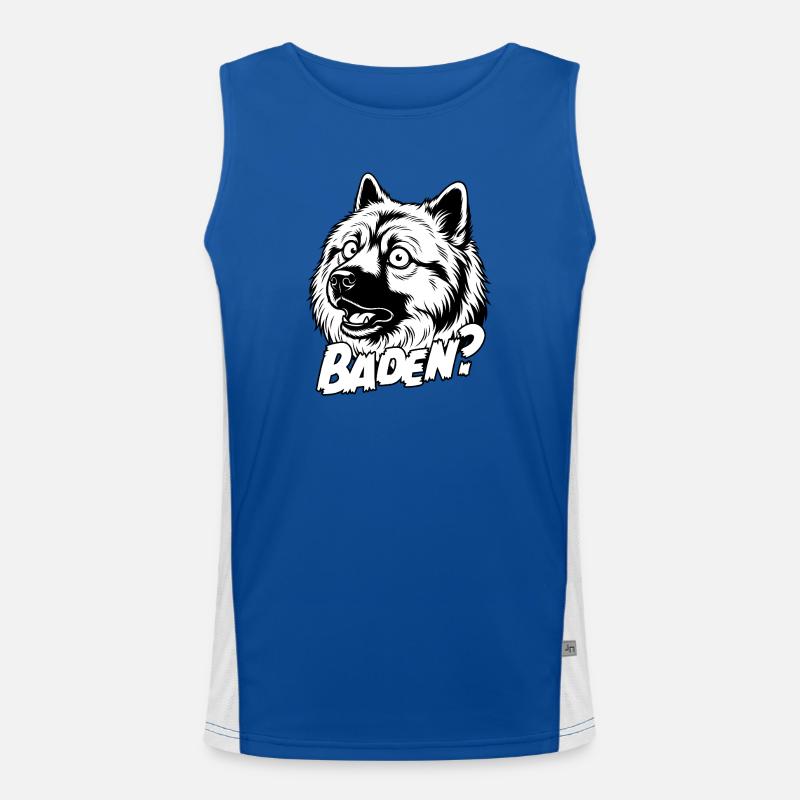 Eurasier | Baden ? | Hintergrund Weiß Funktionelles Kontrast-Tank Top für Männer 