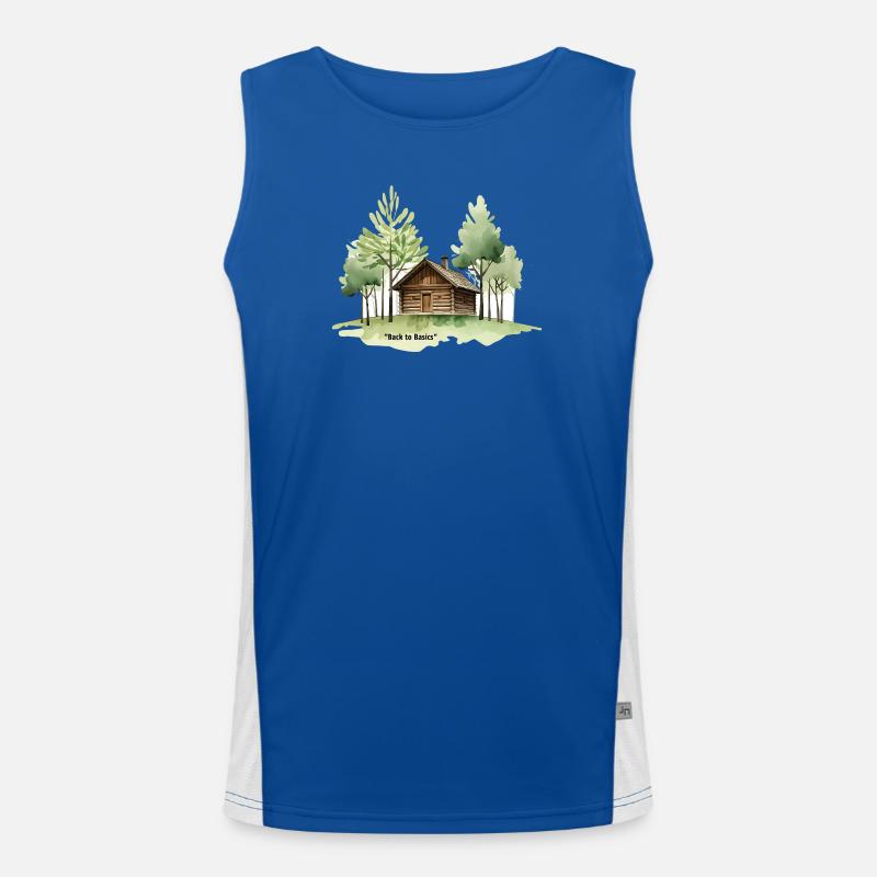 Back to Basics Cabin in Woods Men's Functional Contrast Tank Top 