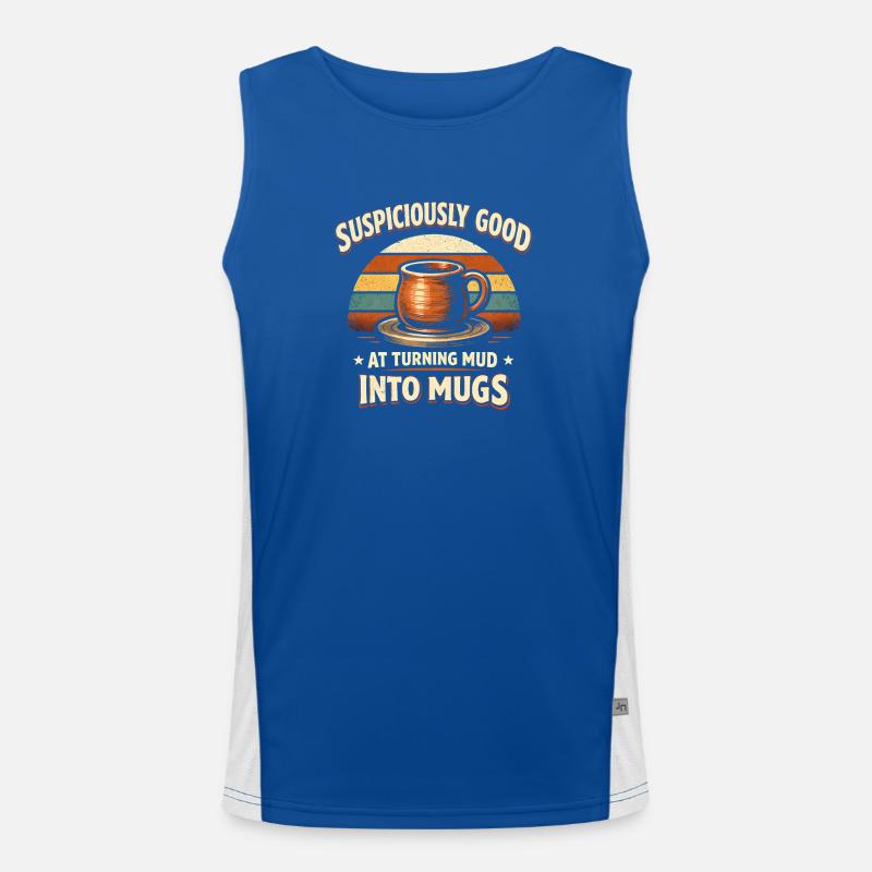 Schlamm wird Tasse | Töpfern Funktionelles Kontrast-Tank Top für Männer 