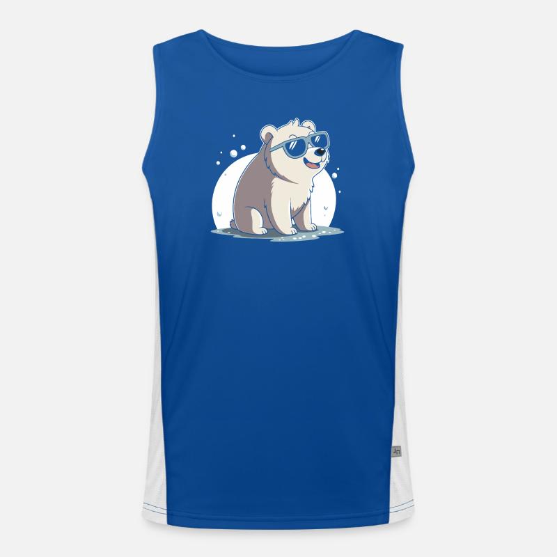 Chic polar bear in glasses Men's Functional Contrast Tank Top 