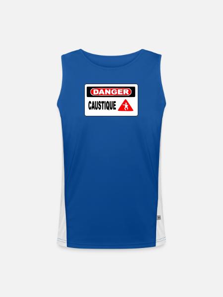 Panneau Danger Caustique - Débardeur respirant contrasté Homme - bleu/blanc
