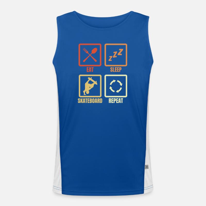 Eat Sleep Skateboard Repeat - Men's Functional Contrast Tank Top  - royal/white