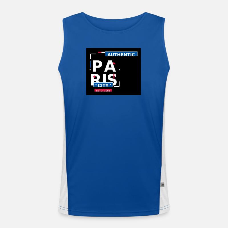 Authentic Paris City 1966 - Men's Functional Contrast Tank Top  - royal/white