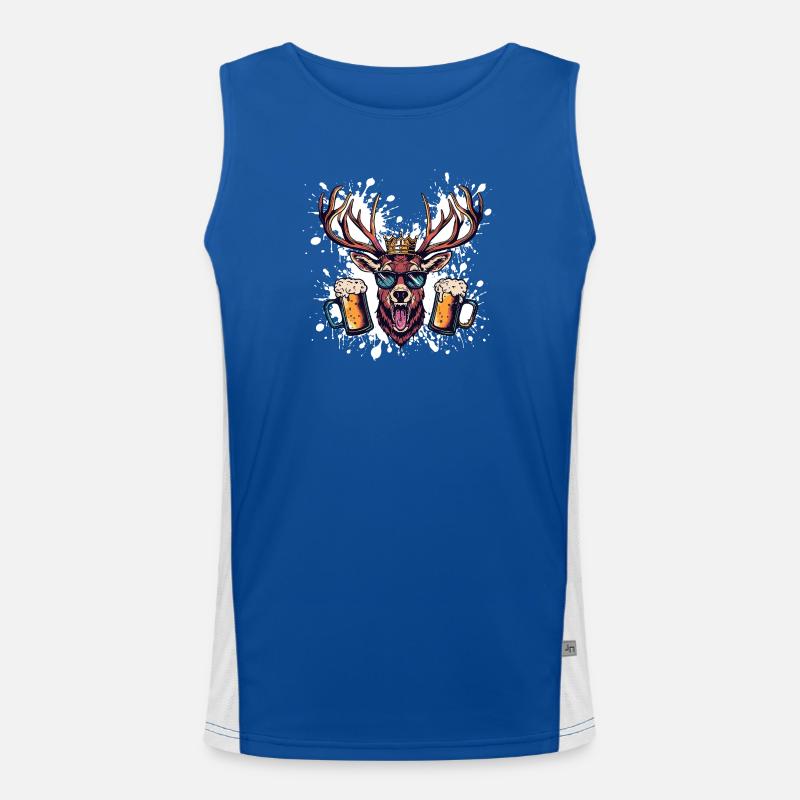 Deer Beer Funny - Men's Functional Contrast Tank Top  - royal/white