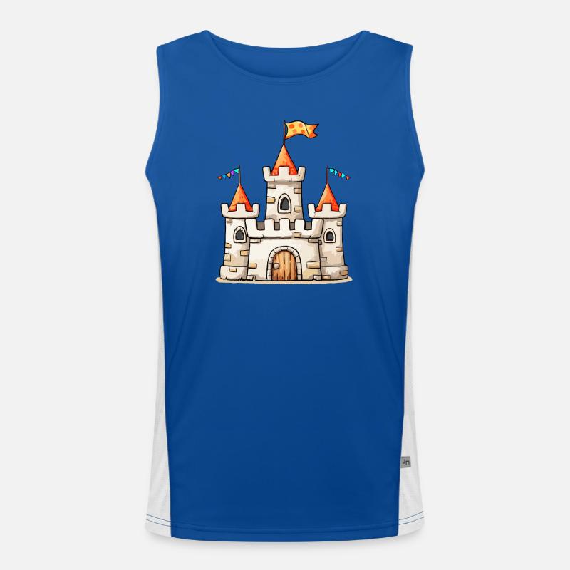 Sandbox Castle Illustration - Men's Functional Contrast Tank Top - royal/white