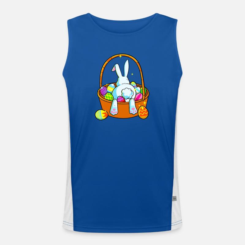Pastel Easter Bunny in Basket - Men's Functional Contrast Tank Top - royal/white