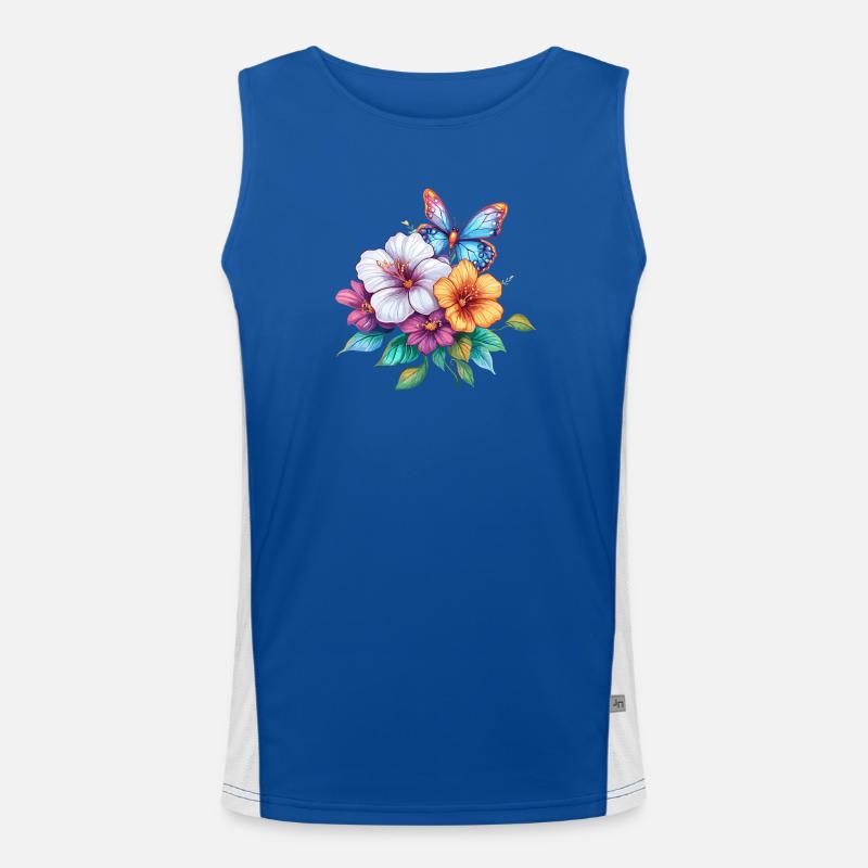 Blumenstrauß mit Schmetterling Funktionelles Kontrast-Tank Top für Männer 