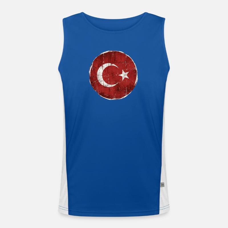 Turkey Flag Circle Design Men's Functional Contrast Tank Top 