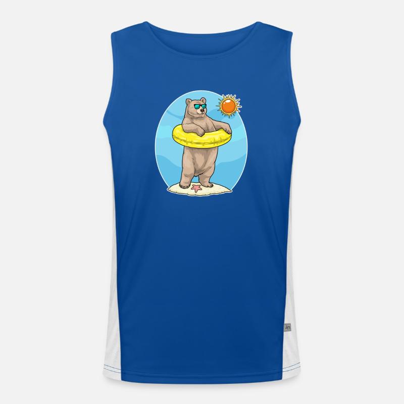 Bär Strand Schwimmring Sommer Funktionelles Kontrast-Tank Top für Männer 