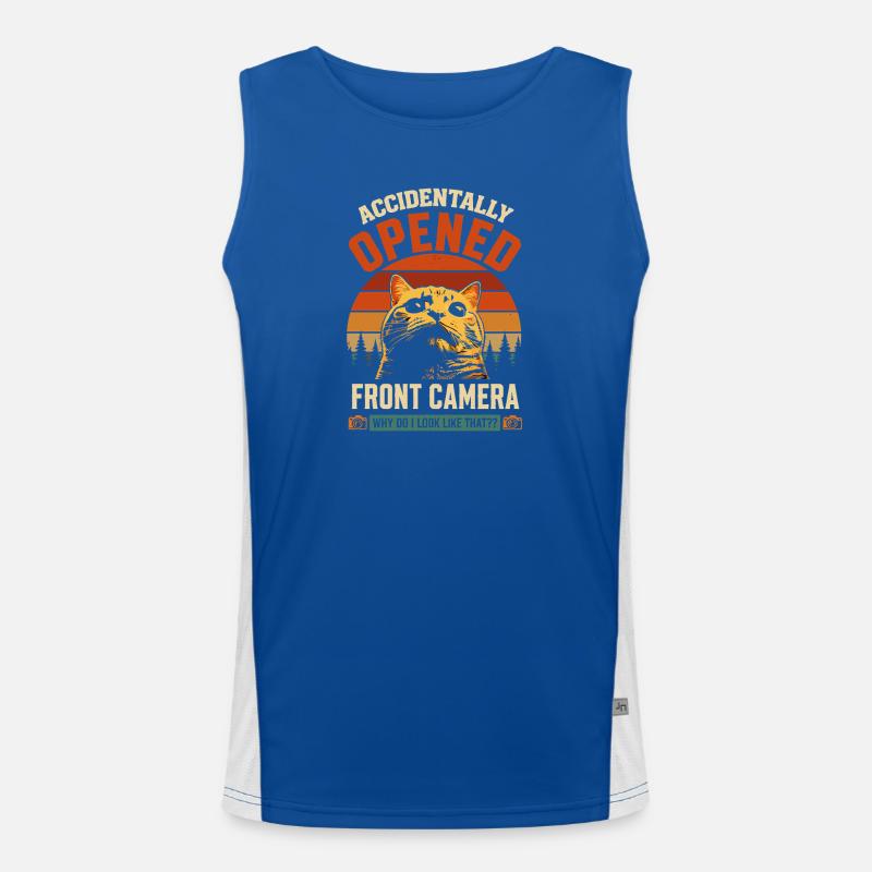 Front camera accidentally open cat - Men's Functional Contrast Tank Top - royal/white
