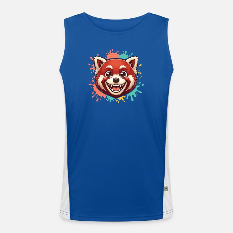 Red Panda Splash - Men's Functional Contrast Tank Top  - royal/white