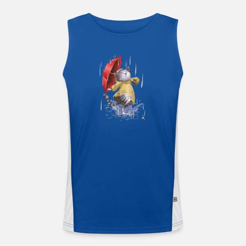 Chat en imperméable et parapluie Débardeur respirant contrasté Homme 