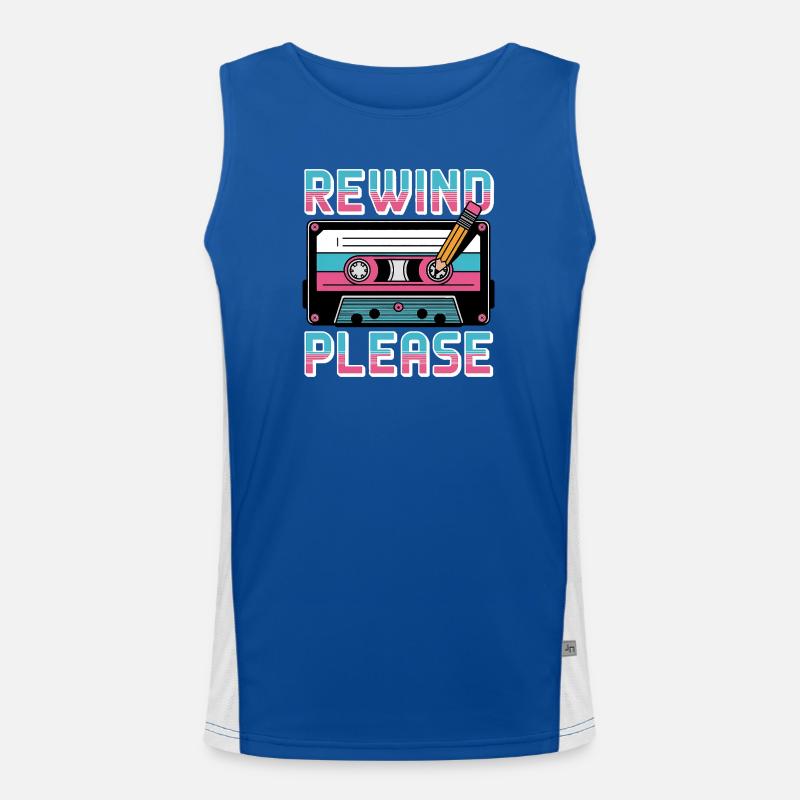 Rewind Please Cassette Retro - Men's Functional Contrast Tank Top - royal/white