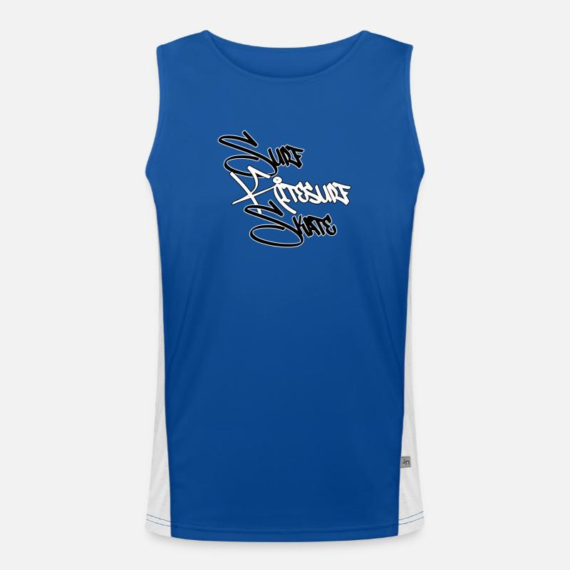 Graffiti Surf Script White - Men's Functional Contrast Tank Top - royal/white