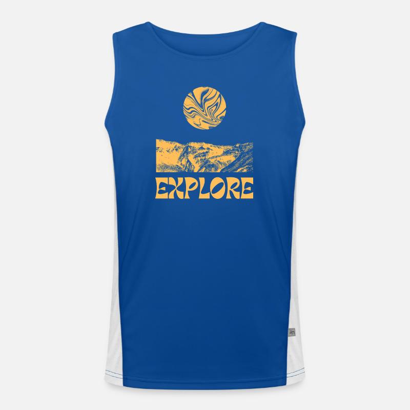 Explore Mountains Sun - Men's Functional Contrast Tank Top  - royal/white