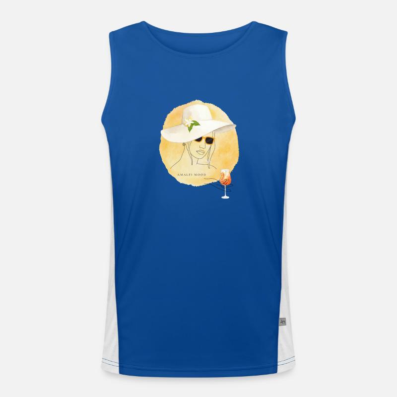Amalfi Mood Lemon Summer Design - Men's Functional Contrast Tank Top  - royal/white