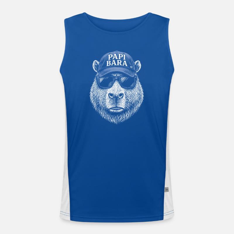 Papi Bara Bear with Sunglasses - Men's Functional Contrast Tank Top  - royal/white