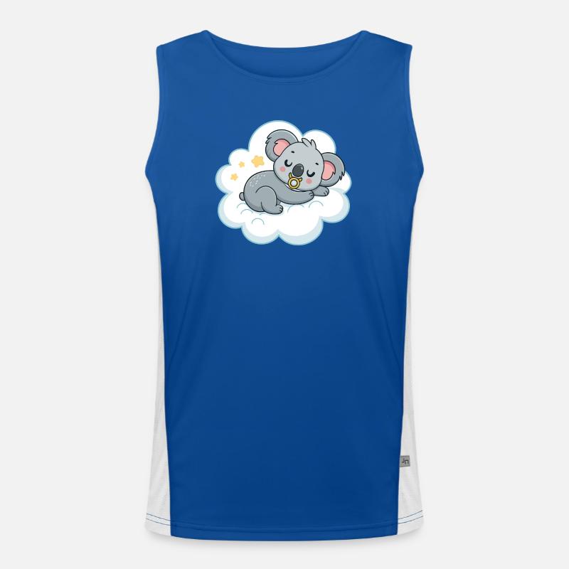 Dreamy Koala on Pacifier Cloud - Men's Functional Contrast Tank Top  - royal/white