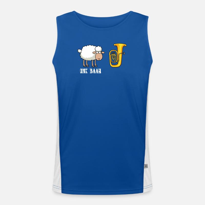 One BaaH Sheep and Tuba Men's Functional Contrast Tank Top 