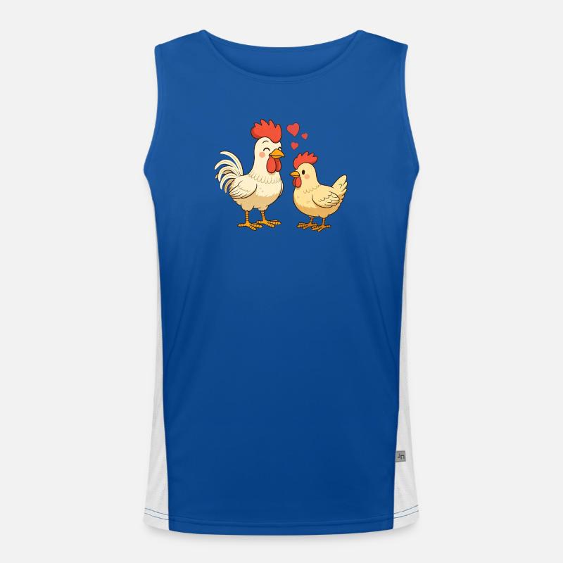 Verliebter Hahn mit Henne Funktionelles Kontrast-Tank Top für Männer 