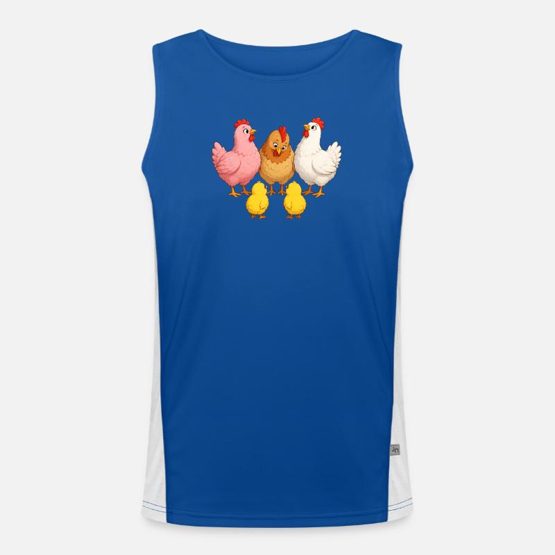 Hühner mit Kücken Funktionelles Kontrast-Tank Top für Männer 