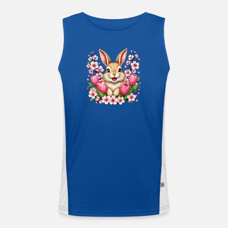 Spring bunny with flowers - Men's Functional Contrast Tank Top - royal/white