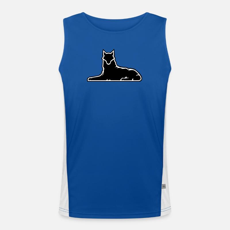 Minimalist Wolf Silhouette Design Men's Functional Contrast Tank Top 