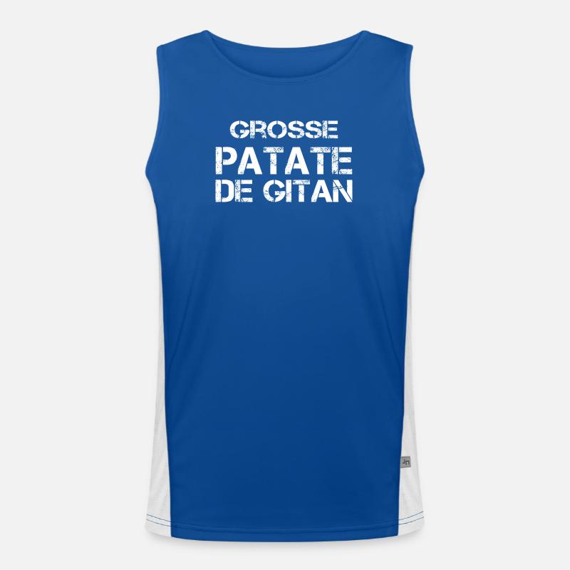 Grosse Patate de gitan - Débardeur respirant contrasté Homme  - bleu/blanc