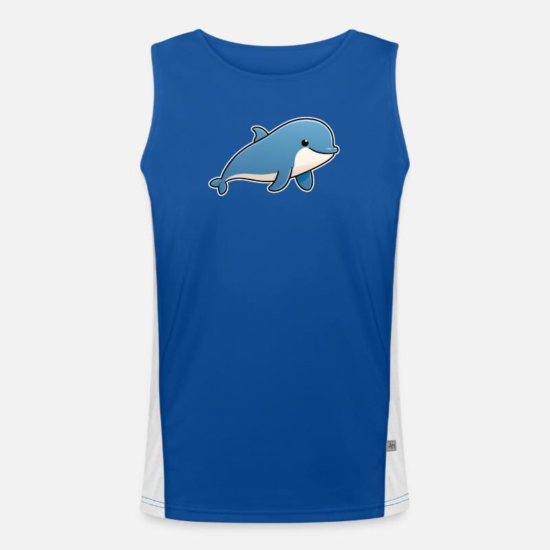 Blauer Delfin – freundlicher Meeresfreund Funktionelles Kontrast-Tank Top für Männer 