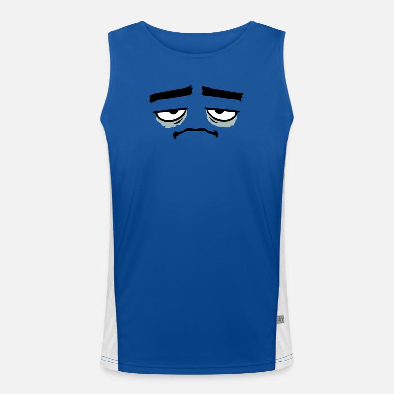 Grumpy sad disappointed face funny - Men's Functional Contrast Tank Top  - royal/white