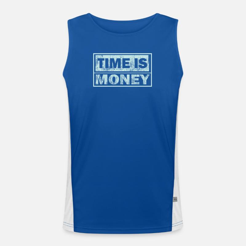 Time is money – distressed block text Men's Functional Contrast Tank Top 