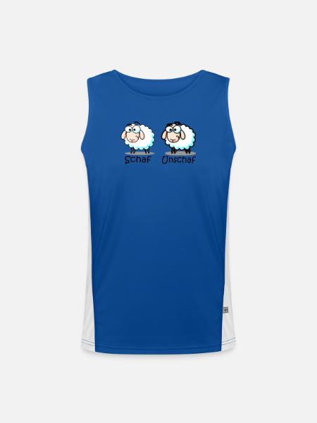 sheep - Men's Functional Contrast Tank Top  - royal/white - Front