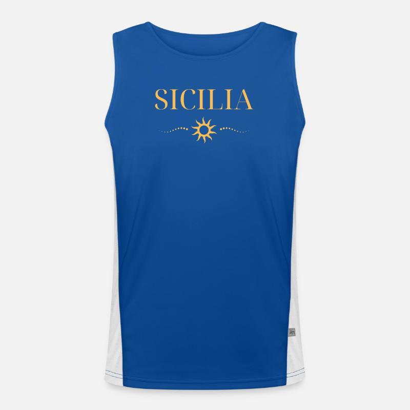 Sicilian Sun Coastal Pattern - Men's Functional Contrast Tank Top  - royal/white