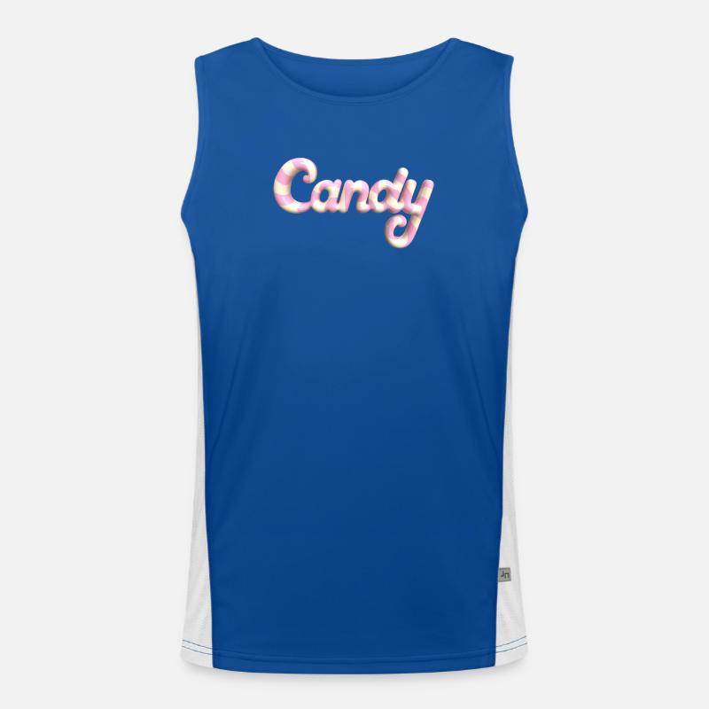 Candy Lettering – 3D Render Candy Style Men's Functional Contrast Tank Top 
