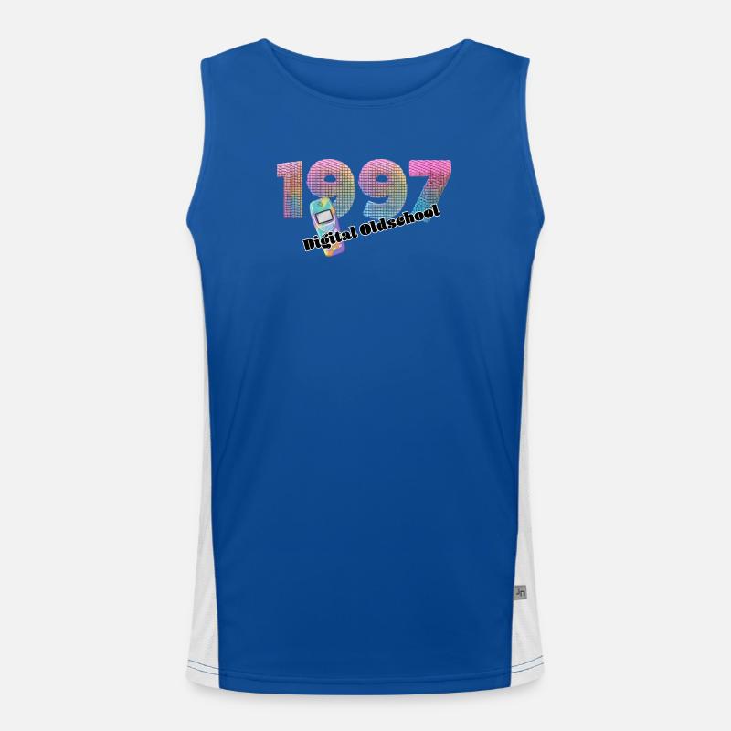1997 – Früher Digitaler Alltag Funktionelles Kontrast-Tank Top für Männer 