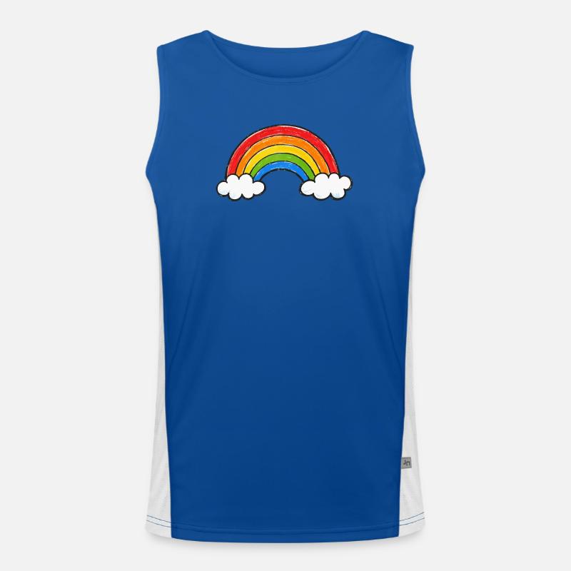 Hand Drawn Rainbow Men's Functional Contrast Tank Top 
