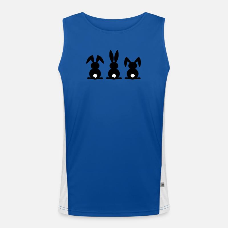 Kaninchen-Silhouette. Frohe Ostern oder Osterfeier. Ei. Funktionelles Kontrast-Tank Top für Männer 
