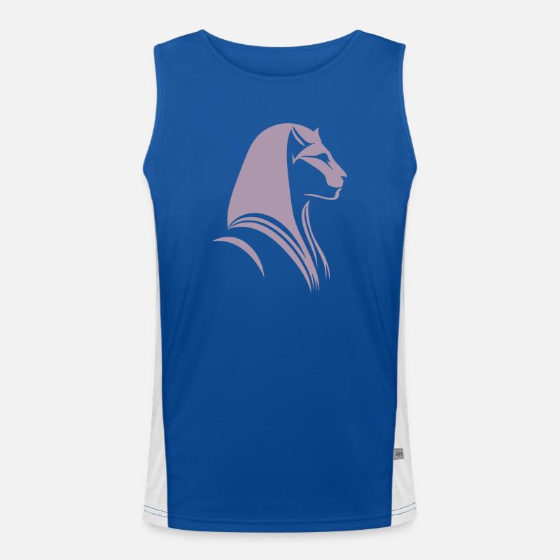 Cat Egypt Pharaoh Silhouette - Men's Functional Contrast Tank Top  - royal/white
