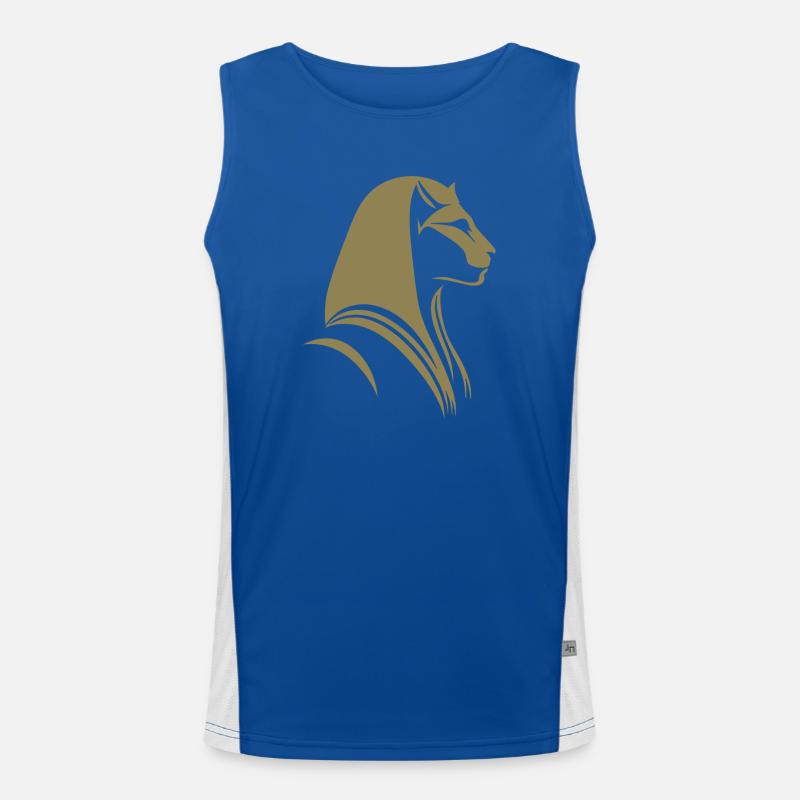 Cat Egypt Pharaoh Silhouette - Men's Functional Contrast Tank Top  - royal/white