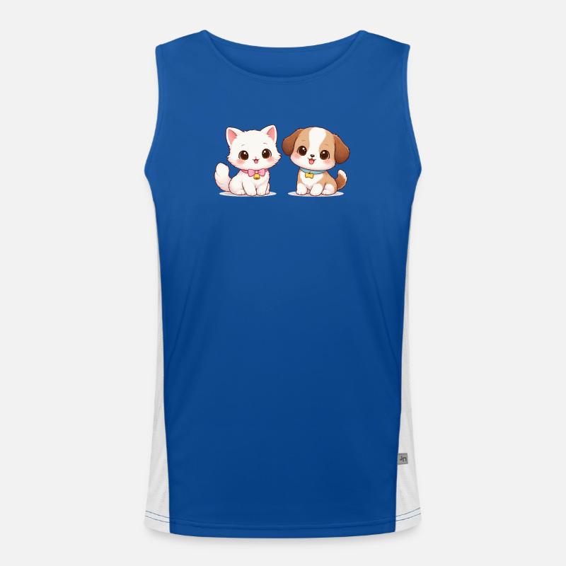 Hund Katze Comic Funktionelles Kontrast-Tank Top für Männer 