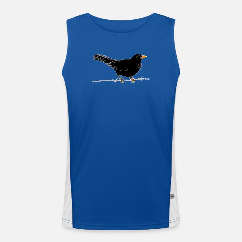 Blackbird on barbed wire - Men's Functional Contrast Tank Top  - royal/white