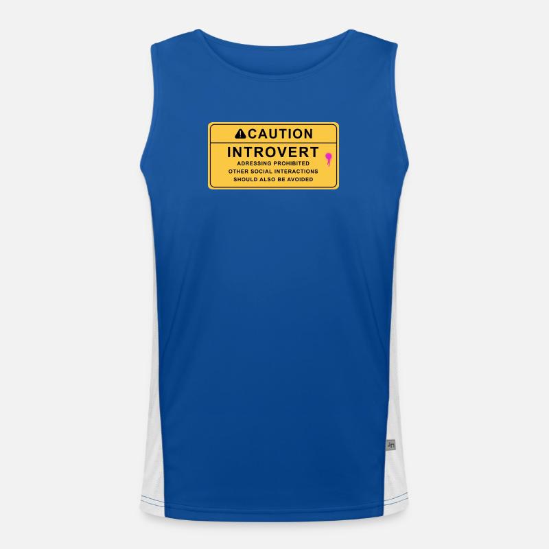 Caution Introvert Funktionelles Kontrast-Tank Top für Männer 