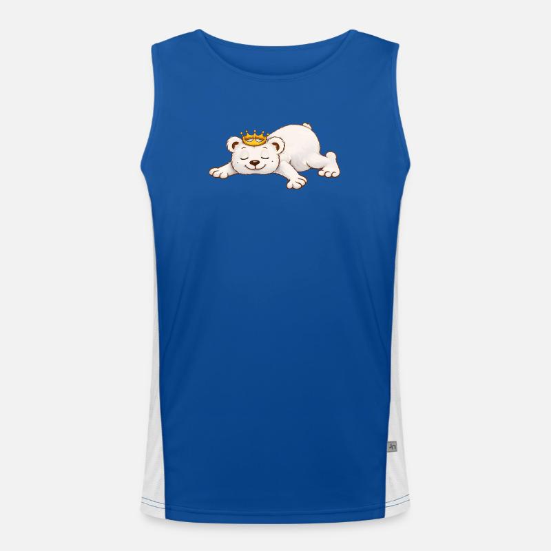 Sleeping Bear with Crown – Cute Animal Motif Men's Functional Contrast Tank Top 